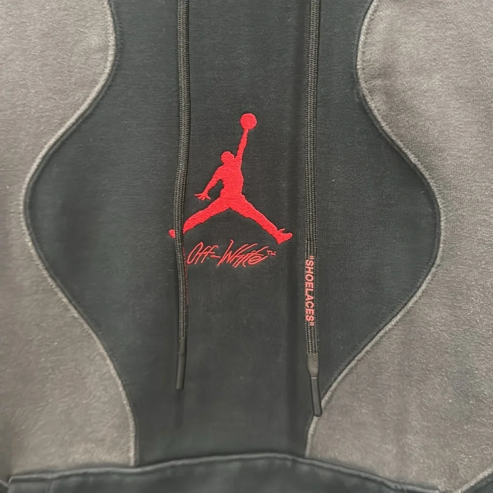 Air Jordan X Off-White Collaboration in Black Hoodie Sweatshirt.  Sz XL - Picture 6 of 16